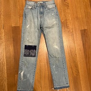 Madewell x B sides jeans with bandana patch